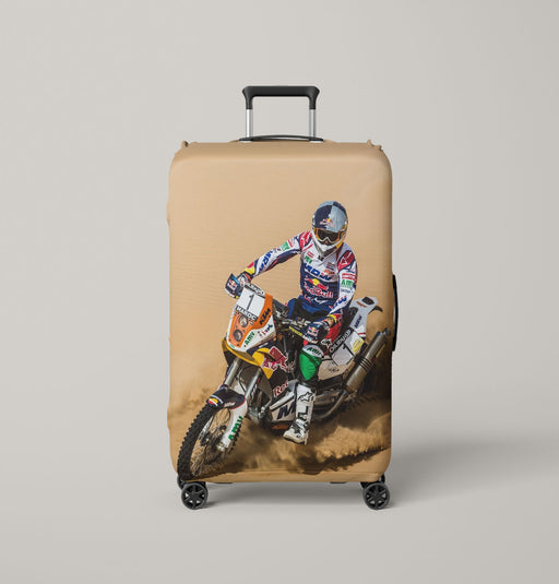 careful for athelte motocross in desert Luggage Covers | Suitcase