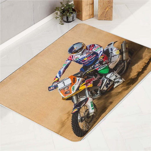 careful for athelte motocross in desert bath rugs
