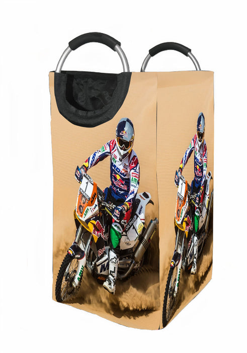 careful for athelte motocross in desert Laundry Hamper | Laundry Basket