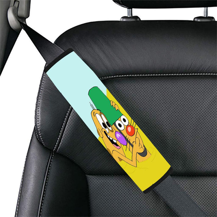 cat in the middle futuristic city Car seat belt cover