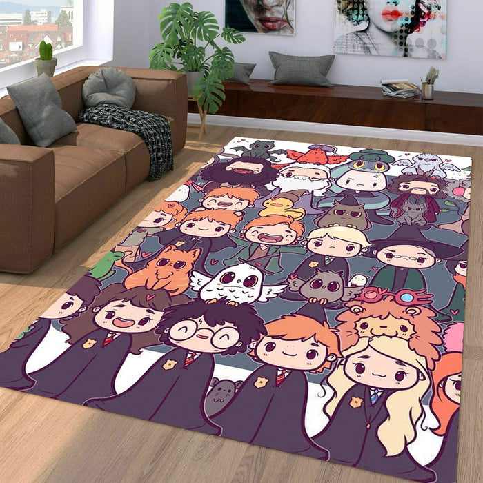 chibi hogwarts student harry potter Living room carpet rugs