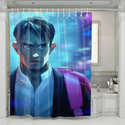 cartoon style altered carbon shower curtains