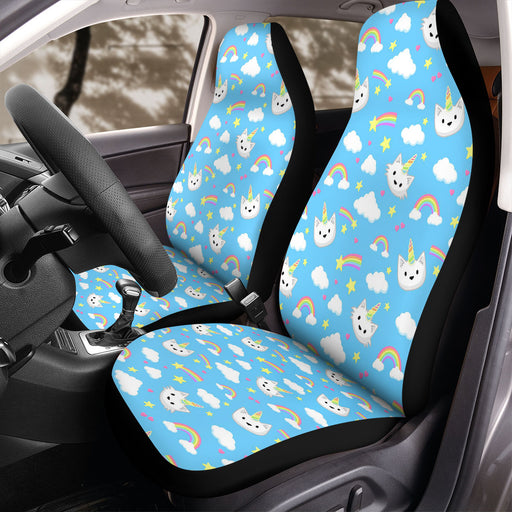 chibi unicorn cats rainbow Car Seat Covers