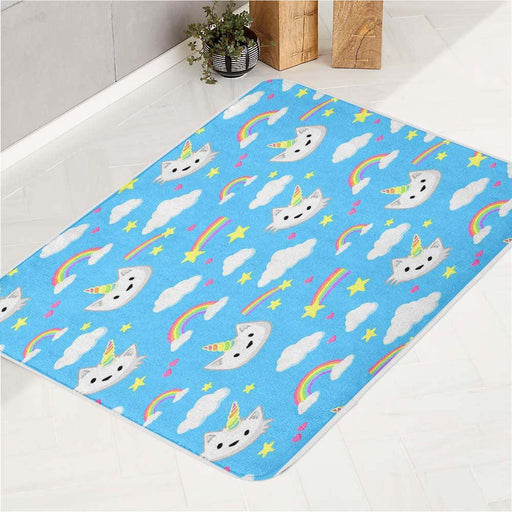 chibi unicorn cats rainbow bath rugs