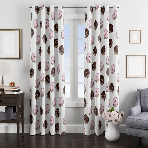 chocolate and strawberry donuts window Curtain