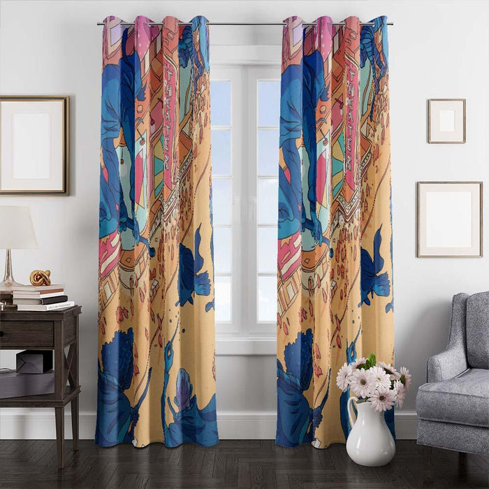 character harry potter flying window curtains