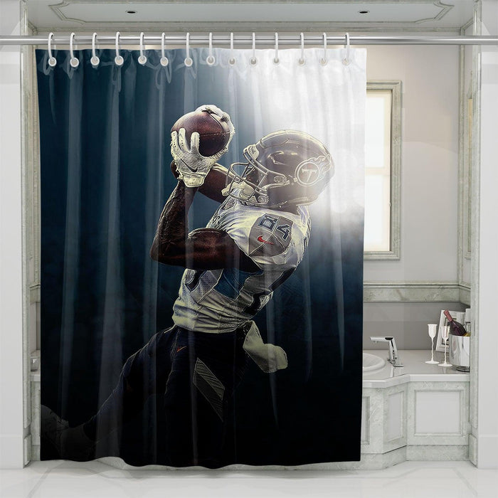 catch the ball player nfl shower curtains