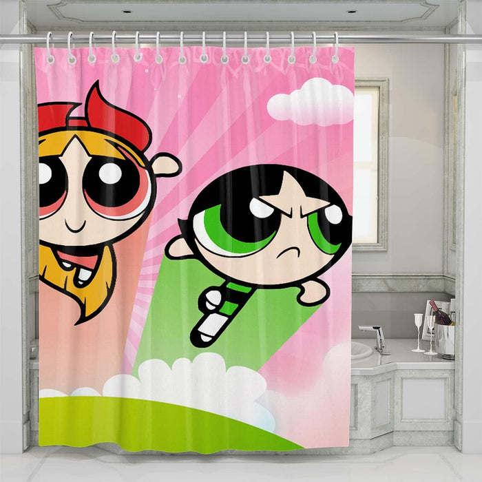 character of the powerpuff girls shower curtains