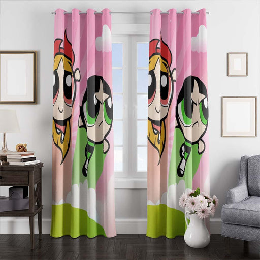 character of the powerpuff girls window curtains