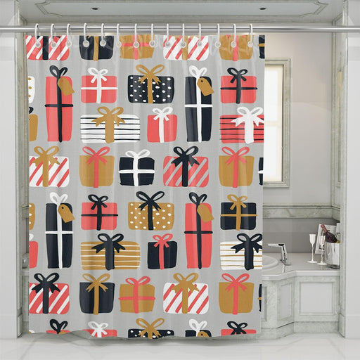 christmas gift pattern shower curtains