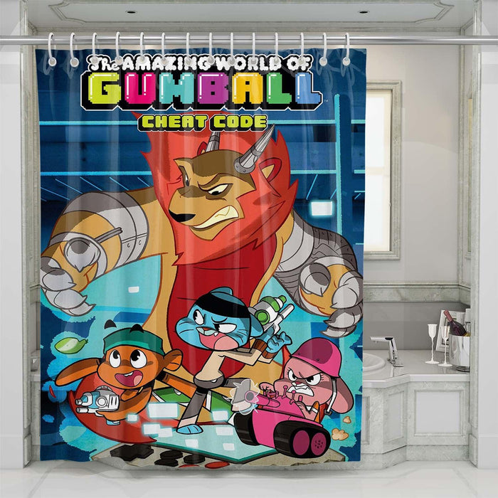 cheat code the amazing world of gumball shower curtains