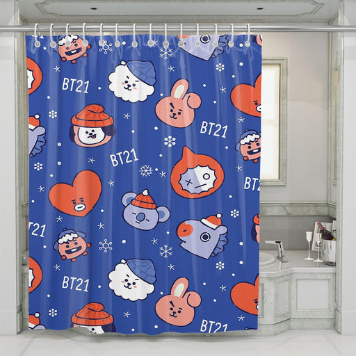 christmas with universtar BT21 bangtan boys shower curtains