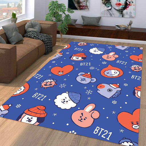 christmas with universtar BT21 bangtan boys Living room carpet rugs