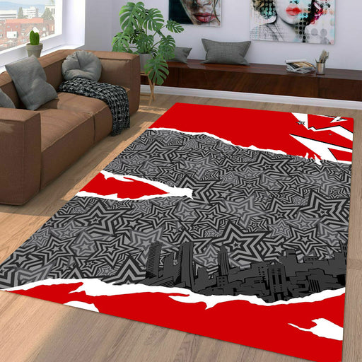 city and stars akira concept art Living room carpet rugs