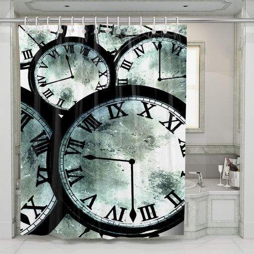 clocks ticking steins gate shower curtains