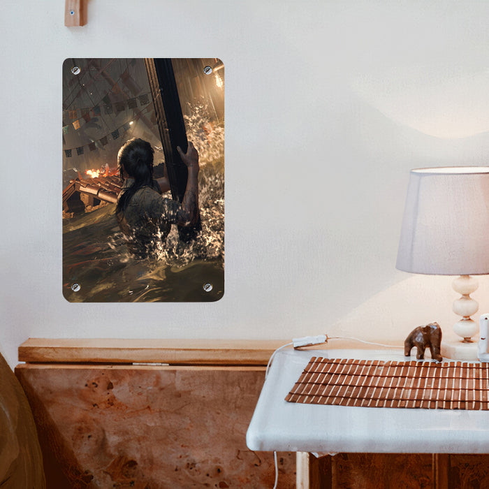 chaos city tomb raider scene Poster Metal print wall art