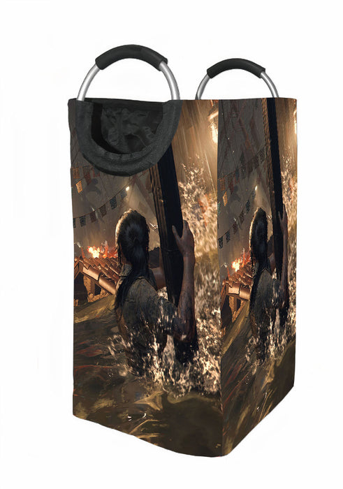 chaos city tomb raider scene Laundry Hamper | Laundry Basket