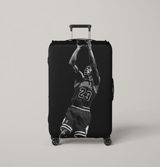 chicago bulls black and white Luggage Covers | Suitcase