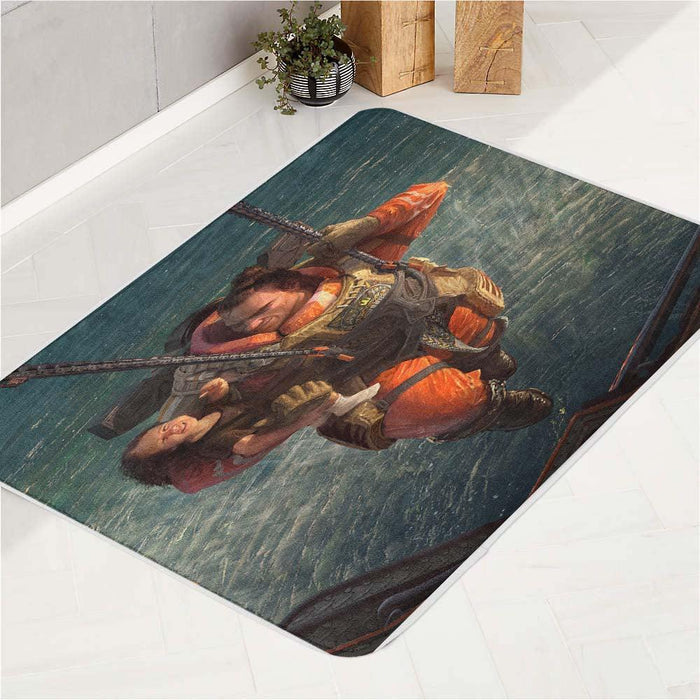 child and gibraltar above the sea bath rugs