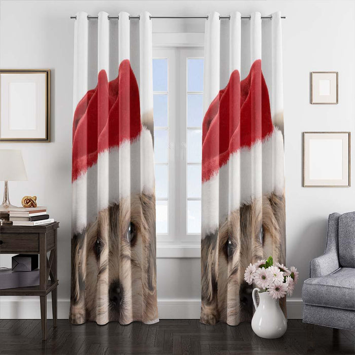 christmas dog window curtains