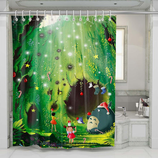 christmas totoro shower curtains