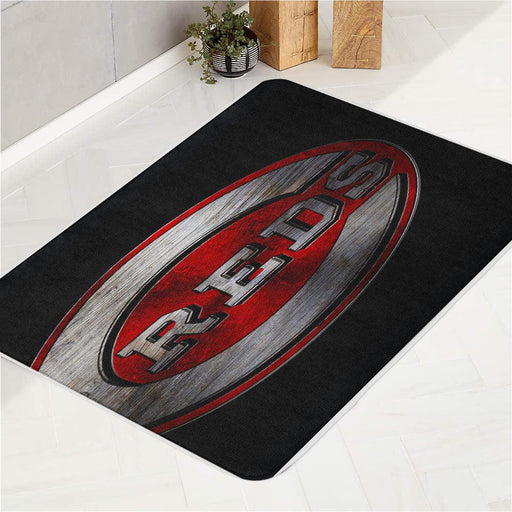 cincinnati reds logo metal bath rugs