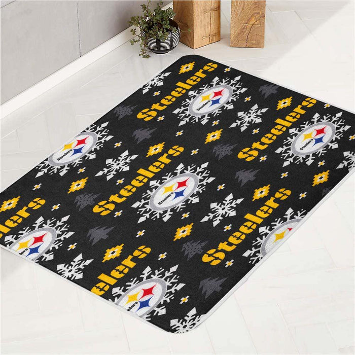 christmas pittsburgh steelers pattern bath rugs