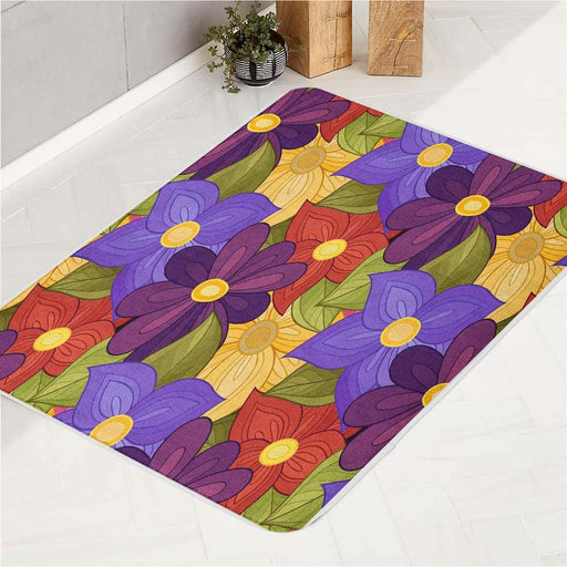 colorful flower blossom together bath rugs