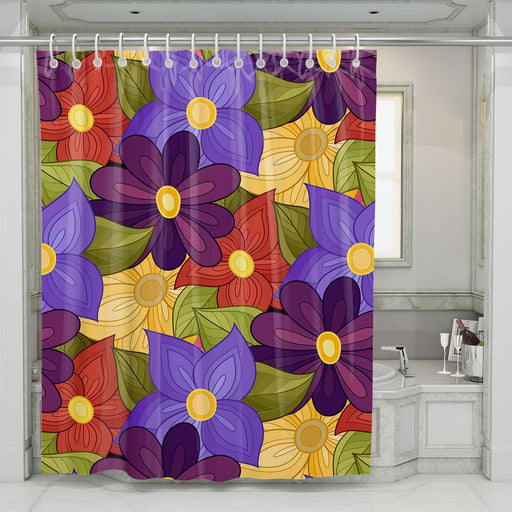 colorful flower blossom together shower curtains