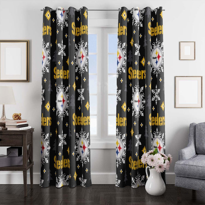 christmas pittsburgh steelers pattern window Curtain