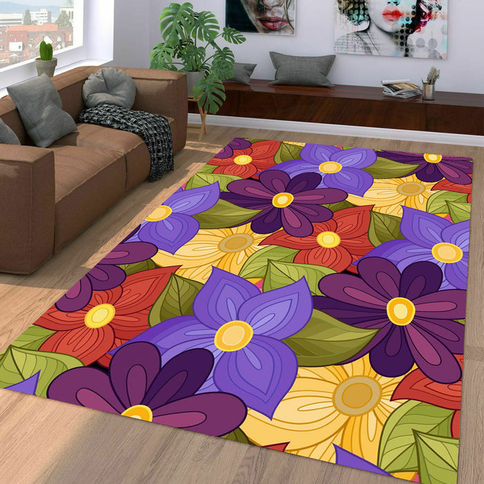 colorful flower blossom together Living room carpet rugs