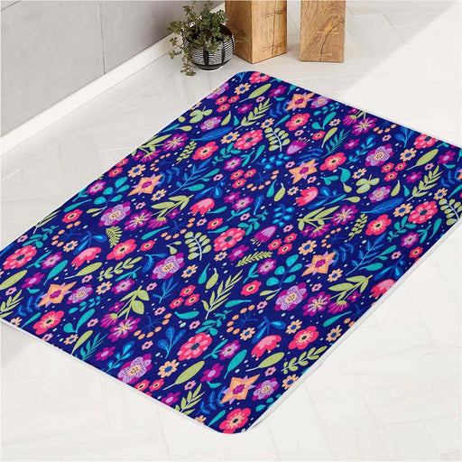 colorful flowers pattern theme bath rugs