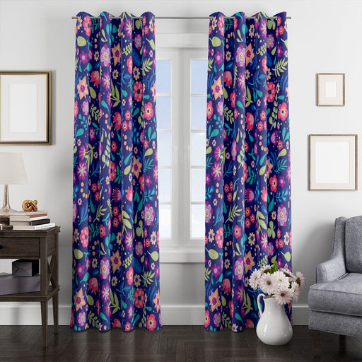 colorful flowers pattern theme window Curtain