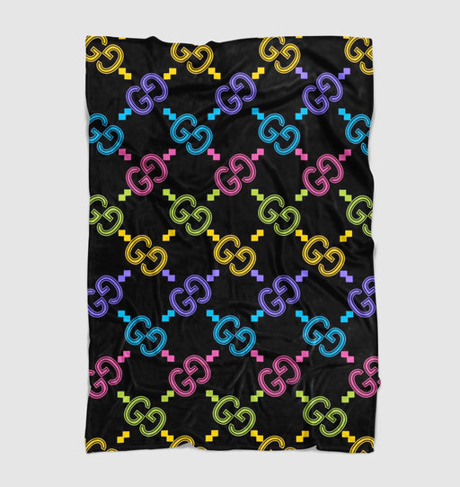 colorful gucci brand font logo Ultra soft fleece blanket