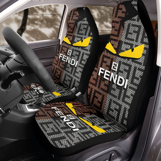 fendi roma brown grey pattern Car Seat Covers