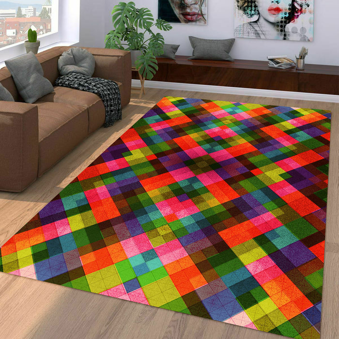 colorful multiple exposure square Living room carpet rugs