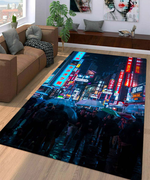 city aethetic japan vaporwave Living room carpet rugs