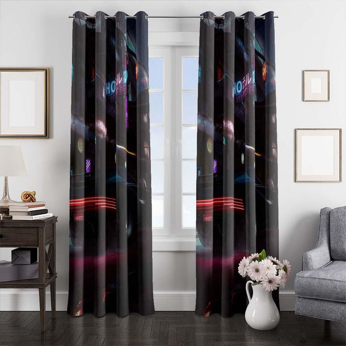 city night cyberpunk 2077 window curtains