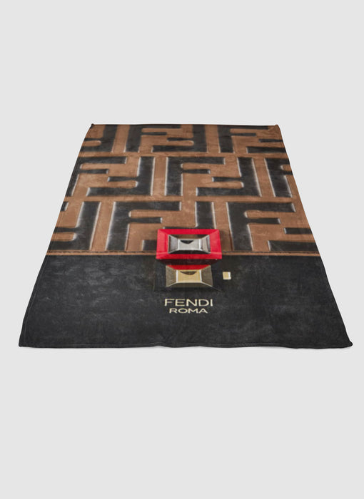 FENDI ROMA BROWN PATTERN soft fleece blanket