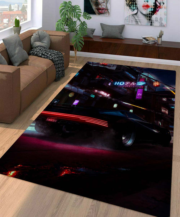 city night cyberpunk 2077 Living room carpet rugs