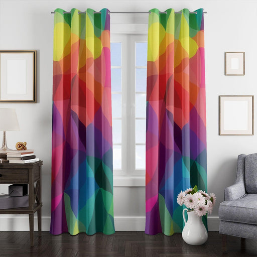 colors rainbow asymmetric pattern window Curtain