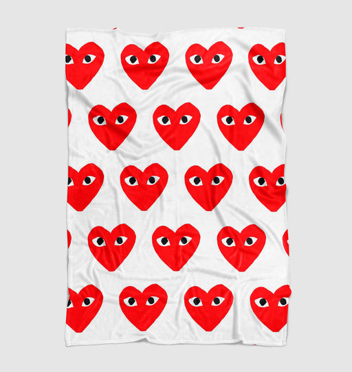 comme des garcons play red logo Ultra soft fleece blanket