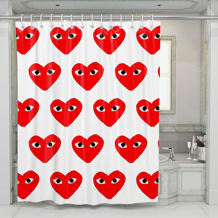 comme des garcons play red logo shower curtains