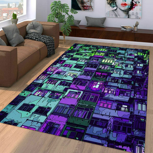 concept cyberpunk building dystopian Living room carpet rugs