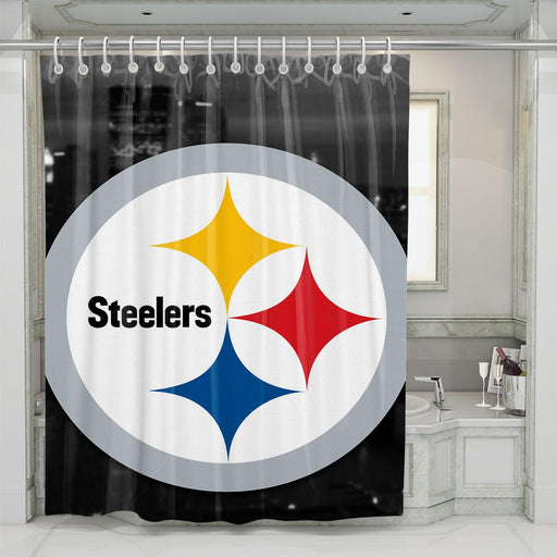 city monochrome steelers football shower curtains