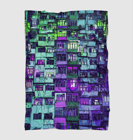 concept cyberpunk building dystopian Ultra soft fleece blanket