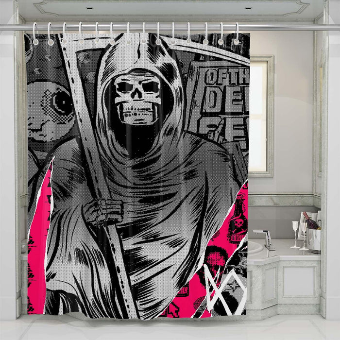 collage art thrasher shower curtains