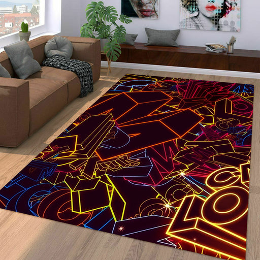 cool colorful neon light retro Living room carpet rugs