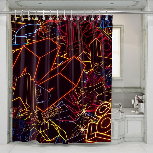 cool colorful neon light retro shower curtains