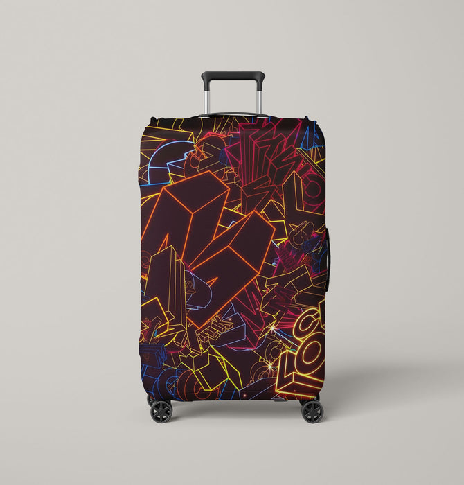 cool colorful neon light retro Luggage Cover | suitcase